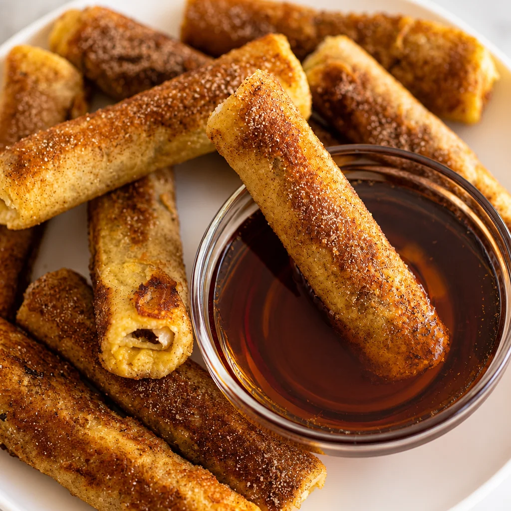 Delicious French Toast Roll Ups filled with cream cheese and berries, served for breakfast.