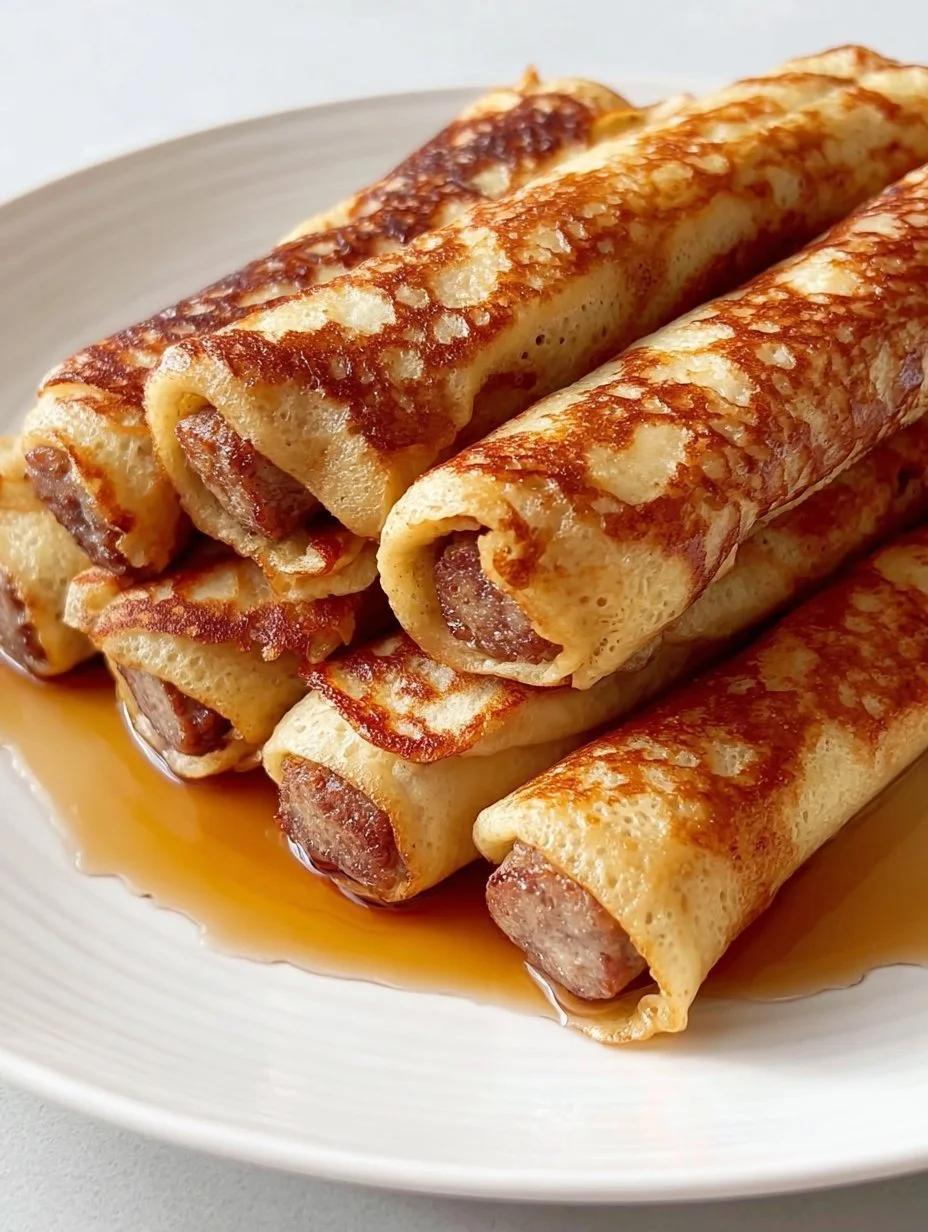Delicious French Toast Roll-Ups topped with syrup and berries