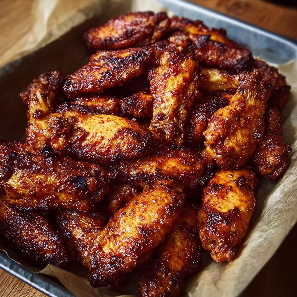 Homemade crispy dry-rub baked chicken wings ready to be served