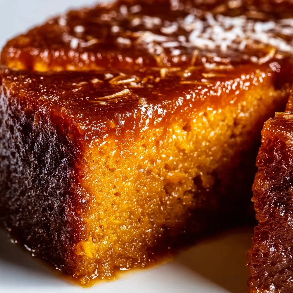 Delicious Jamaican Sweet Potato Pudding with Coconut served in a bowl.