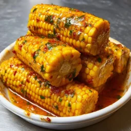 Delicious seafood boil with Cajun garlic butter corn