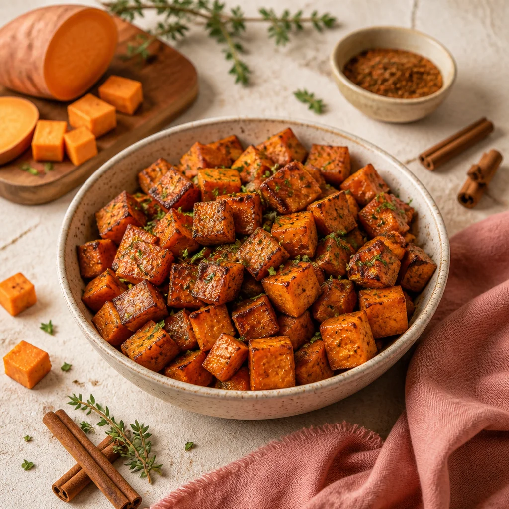 Deliciously Sweet Air Fryer Maple Cinnamon Sweet Potato Cubes
