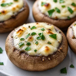 Delicious 15-Minute Air Fryer Garlic Herb Stuffed Mushrooms served on a platter.